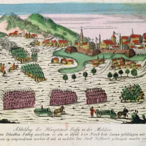 Siege and capture of Jassy in 1788 by the Russian army (coloured engraving)