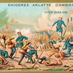Siege of Tuyen Quang, Indochina, Sino-French War, 1884 (chromolitho)
