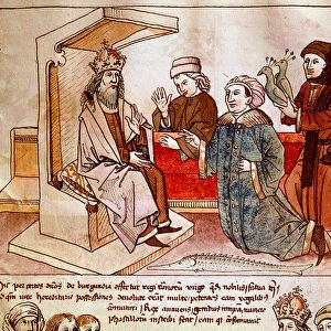 Sigismund I of Luxembourg (1368-1437), emperor of the Holy Empire receives the tribute of