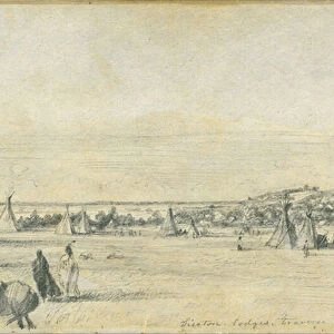 Siseton Lodges, Traverse des Sioux, 1851 (pencil on paper)