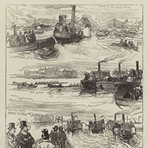 Sketches at the Oxford and Cambridge Boat-Race (engraving)
