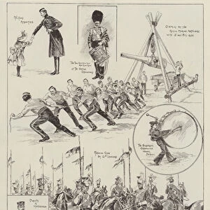 Sketches at the Royal Military Tournament at the Agricultural Hall (engraving)