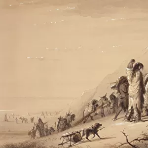 Snake Indians Migrating, c. 1837 (pen and ink, wash, and gouache on paper)