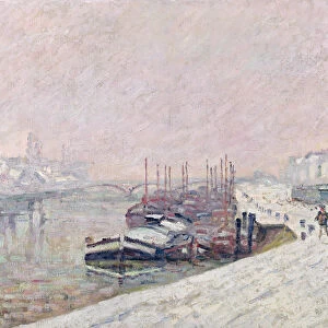 Snow in Rouen (oil on canvas)