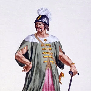 Soldier of Denmark, 1780 (coloured engraving)