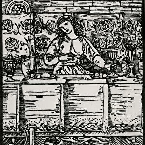 The Song while she Eats, 1866 (woodcut)