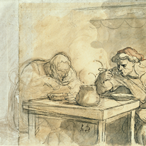The Soup, c. 1862-65 (pen & ink, w / c and pencil on paper)