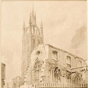 South East View of the Church of St Nicholas, Newcastle upon Tyne (ink on paper)