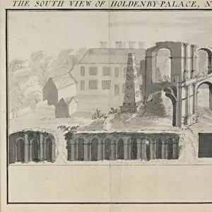 South view of Holdenby House and ruins as seen in 1729 (engraving)
