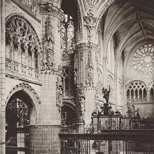 Spain: Burgos, Interior of the Cathedral (b / w photo)
