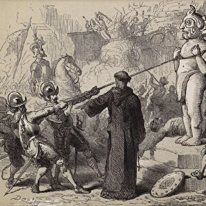 Spaniards destroying Mexican Idols (engraving)
