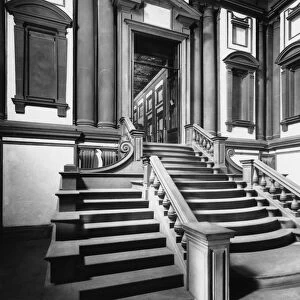 Staircase, entrance hall of the Laurentian Library, completed by Bartolomeo Ammannati (1511-92) 1524-31 and 1551-71
