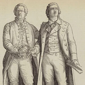 Statues of Goethe and Schiller, recently erected at Weimar (engraving)