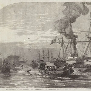 Steam-Ships of the Allied Fleet searching for Infernal Machines off Cronstadt (engraving)