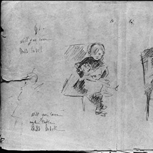 Studies for Little Girl with a Doll, 1884 (black lead on paper)