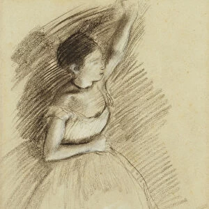 Study of a Dancer; Etude de Danseuse, 1873-1874 (black and white chalk on pink paper)