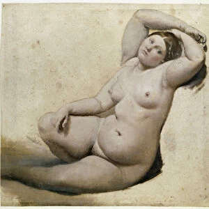 Study for the Turkish bath: The Woman with the Three Arms - Painting by Jean Auguste