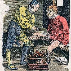 Surgeon giving a wound in 1528