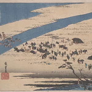 Suruga Bank of the Oi River, 1834 (colour woodblock print)