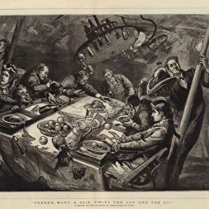 "Theres Many a Slip Twixt the Cup and the Lip", a Dinner on the Atlantic in Half-a-Gale of Wind (engraving)