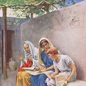 Timothy being taught the scriptures, illustration from Harold Copping Pictures