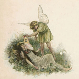Titania and Oberon from Midsummer Nights Dream (chromolitho)
