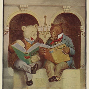 They took the books and down they sat, to read Emerson and the Autocrat (colour litho)