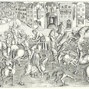 Tournament in Munich during the reign of Albert IV, Duke of Bavaria, 1500 (engraving)
