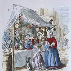 Toys Seller in the Sixteenth Century, from costumes de Paris a travers les