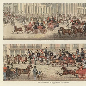 Transport by coach and horses (colour litho)