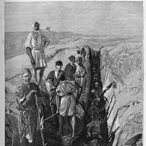 The trench of the excavations. Engraving by Bida to illustrate the story A Suse, journal des excavilles, 1884-1886, by Jane Dieulafoy, in le tour du monde 1887, directed by Edouard Charton (1807-1890), Hachette, Paris