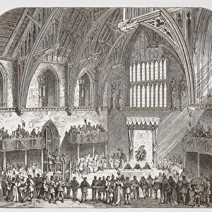 Trial of Lambert in Westminster Hall (litho)