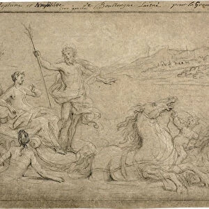 Triumph of Neptune and Amphitrite, 1706-07 (black chalk, heightened with white chalk