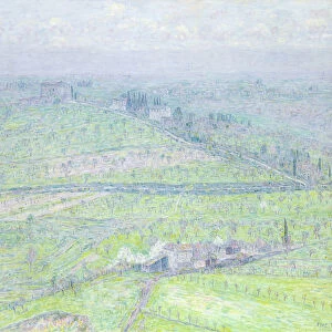 Tuscan landscape (oil on panel)
