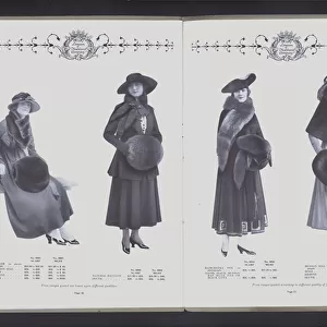 Two-page spread from The Theater of Fur Fashion (b / w photo)