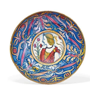 Umbrian majolica gold & ruby-lustre footed dish, from Deruta to Gubbio, c