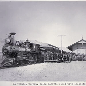 The Union Pacific Railroad depot at La Grande, Oregon, c. 1870 (b / w photo)