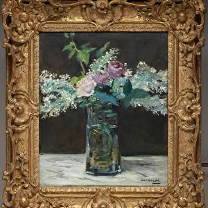Vase of White Lilacs and Roses, 1883 (oil on canvas)