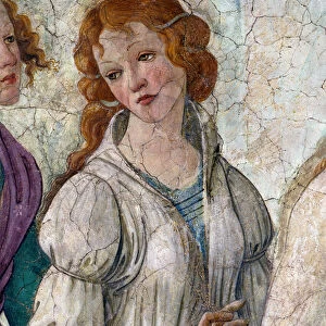 Venus and the Graces offering presents to a young girl Detail representing the Graces