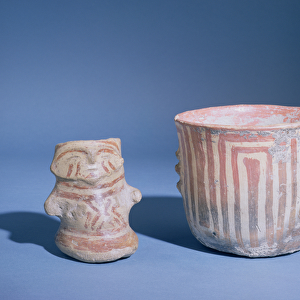 Vessels from Hacilar, Turkey, c. 5500-00 BC (painted pottery)