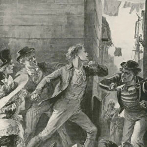 A Victim of the Press-Gang makes a Stout Resistance (litho)