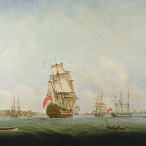 Victory leaving Portsmouth (oil on canvas)