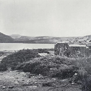 View of Chorazin and the Sea of Galilee (b / w photo)