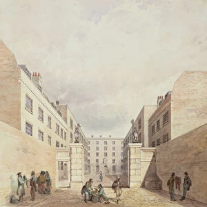 View of the East India Companys warehouses from Cutler Street, 1836 (w / c on paper)