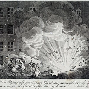View of the explosion of the infernal machine of the rue Saint Nicaise in Paris