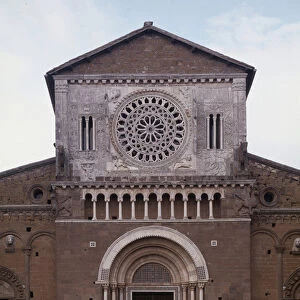 View of the facade of the church of San Pietro (ca. 1250, restauree 1870) Tuscania