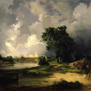 View of the Kremlin in Bad Weather, 1851 (oil on canvas)