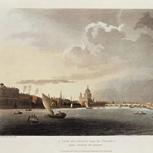A View of London from the Thames, 1809 (litho)
