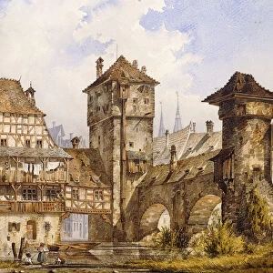 A View of Nurnberg, 1856 (watercolour heightened with white on paper)