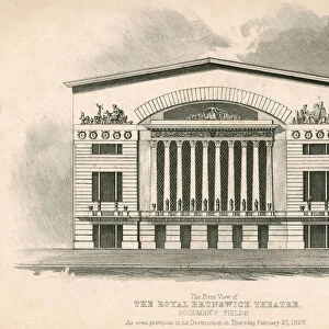 The front view of The Royal Brunswick Theatre, Goodmans Fields, London (engraving)